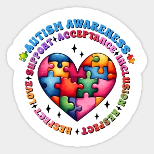 Puzzle Heart Autism Awareness Gift for Birthday, Mother's Day, Thanksgiving, Christmas Sticker